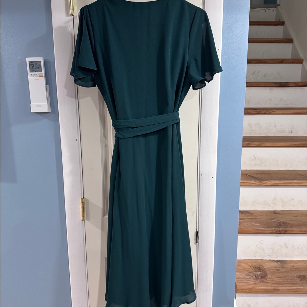 Lulu's Rise to the Occasion Emerald Midi Wrap Dress - Picture 6 of 9